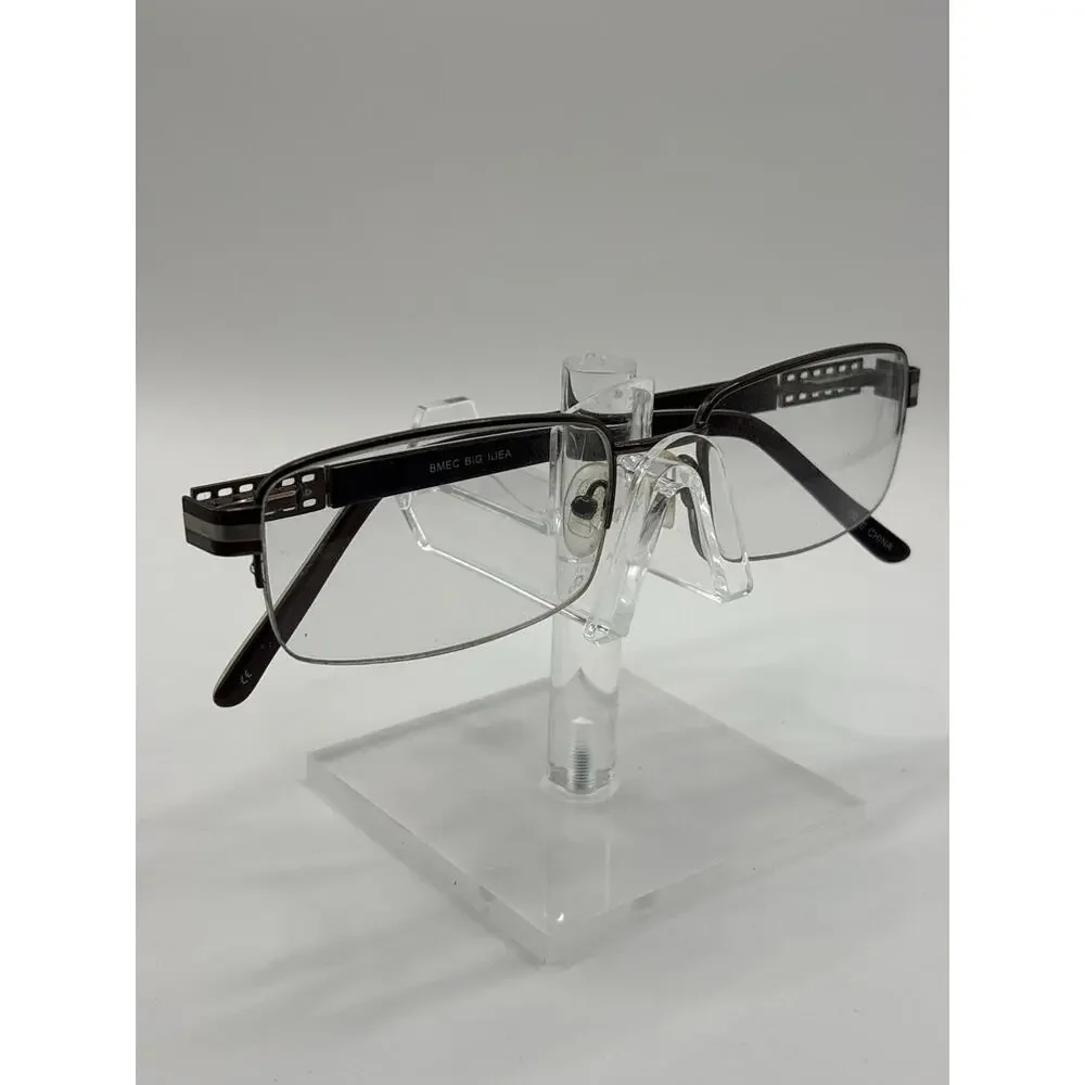 BMEC Big Idea Men's Eyeglasses Brown Gunmetal Semi Rimless 57-17-150 XL
